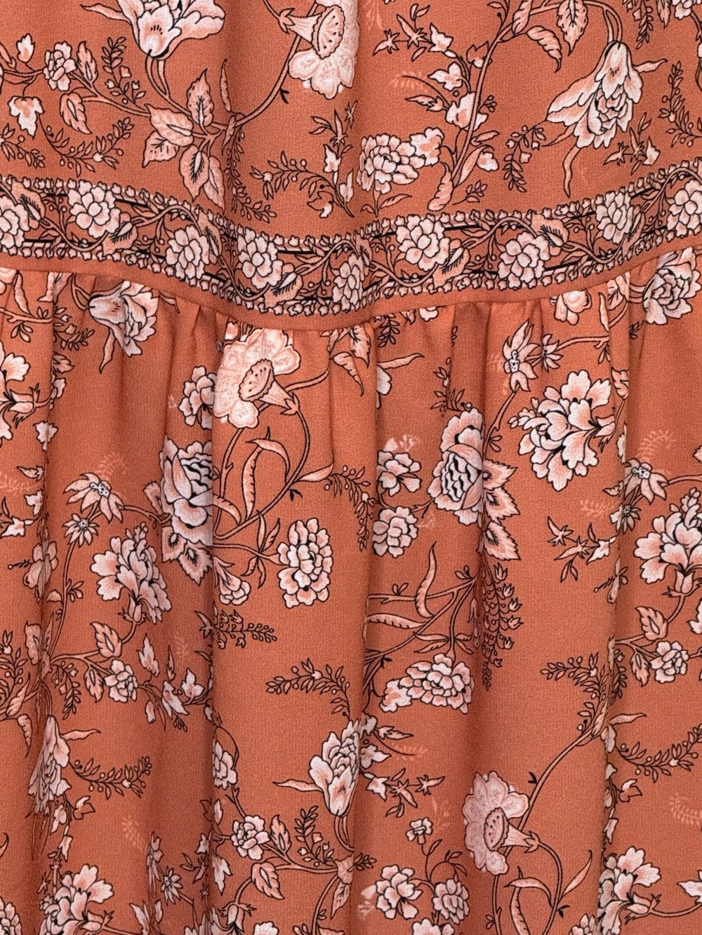 Max Studio Rust Floral Smocked Maxi Dress - Picture 6 of 10